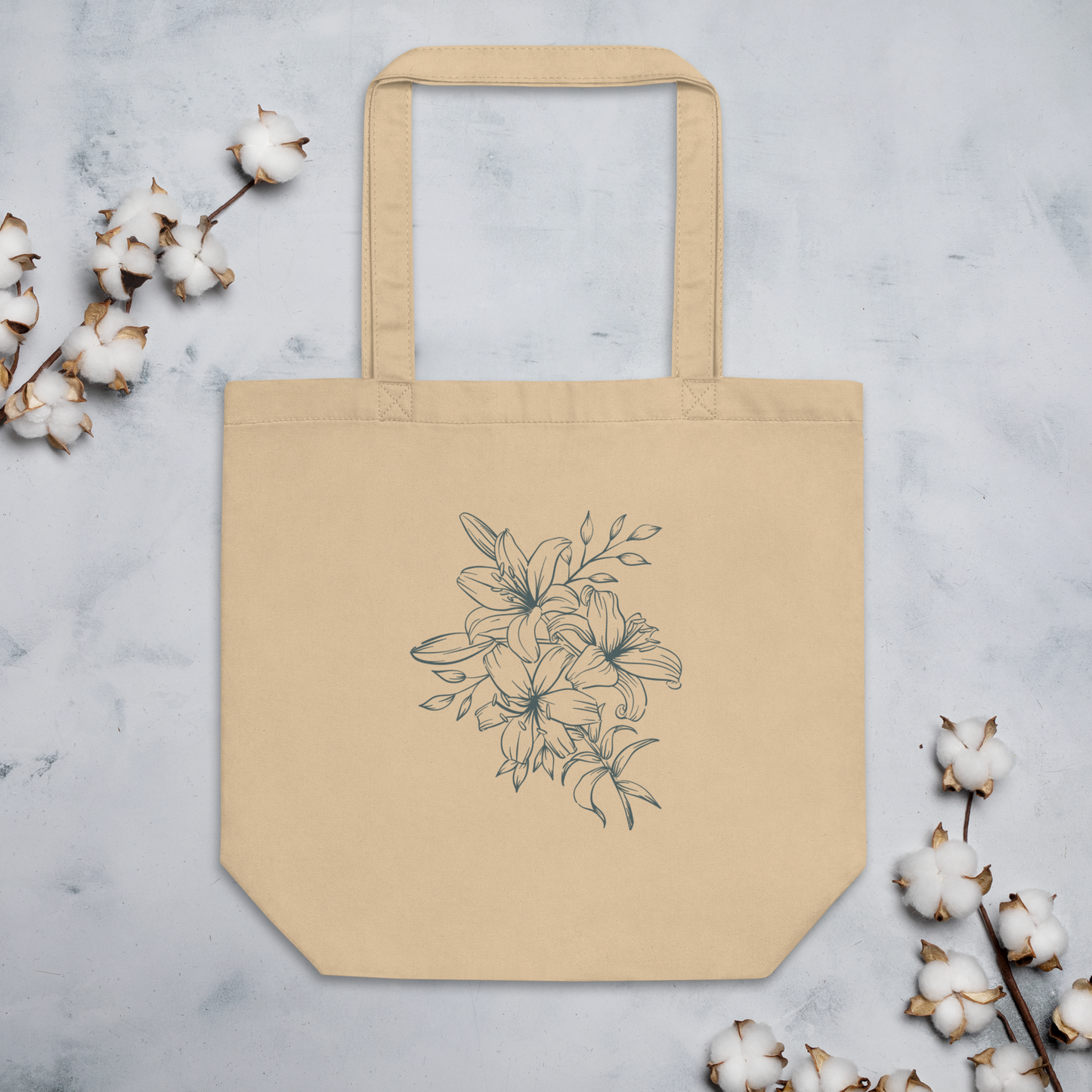 Eco Tote Bag: Green Flowers