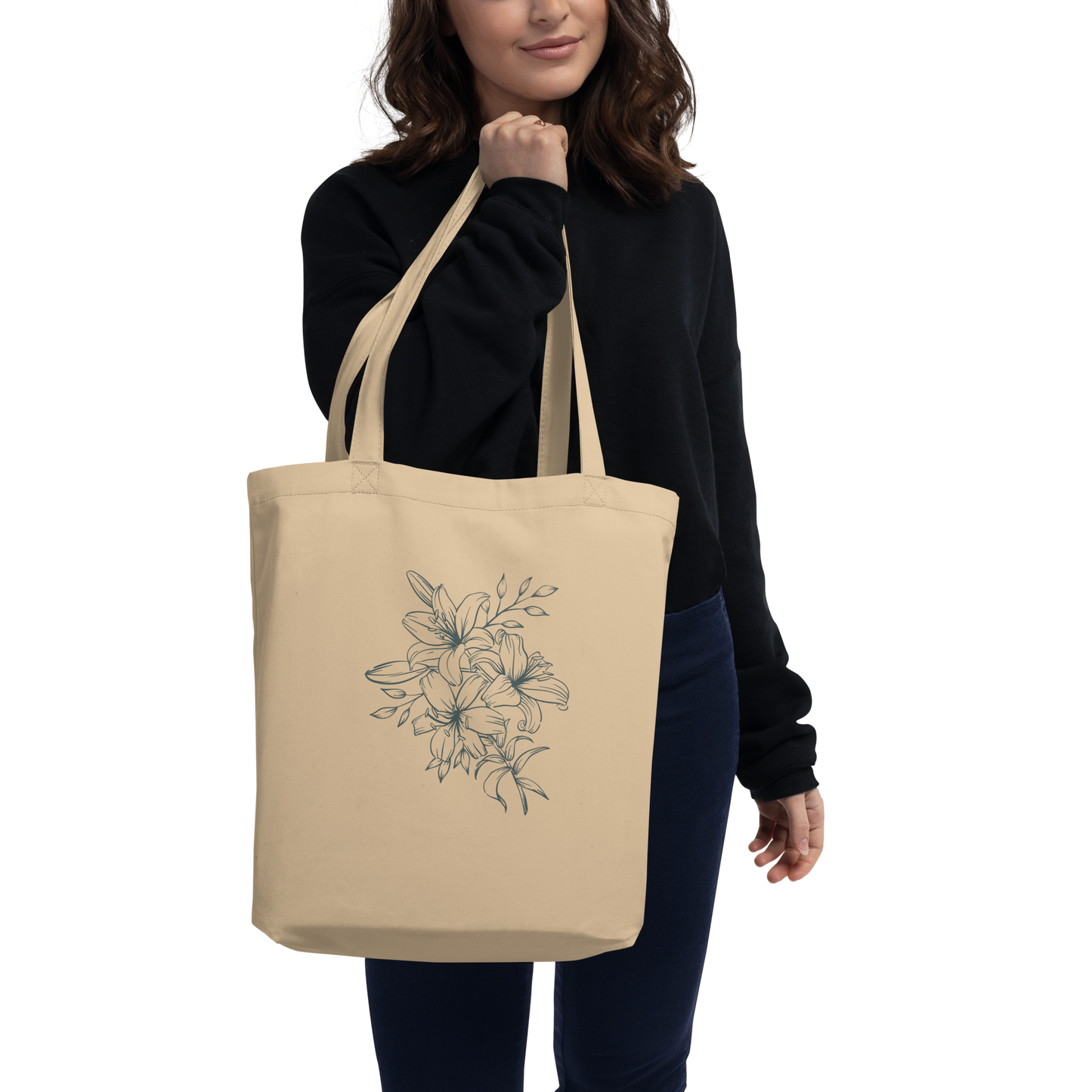 Eco Tote Bag: Green Flowers