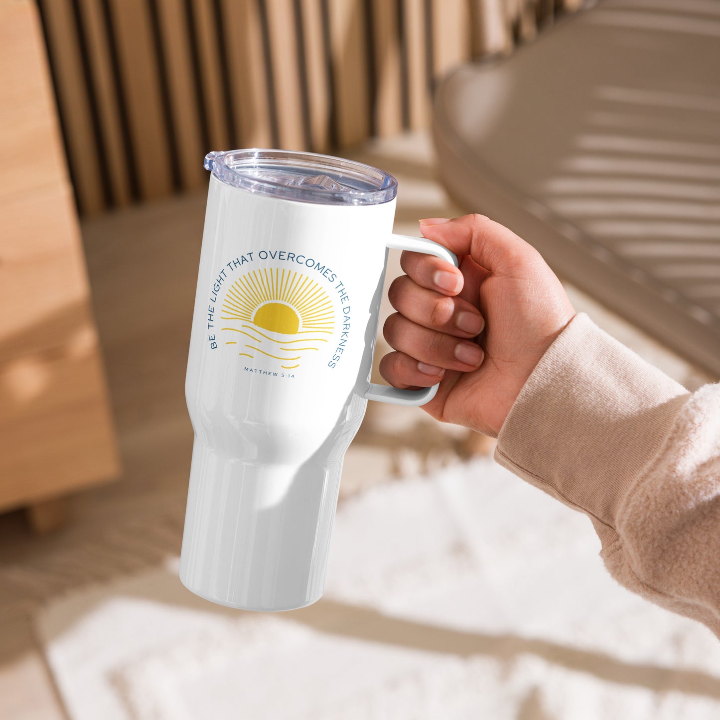 Be The Light That Overcomes The Darkness Travel Mug