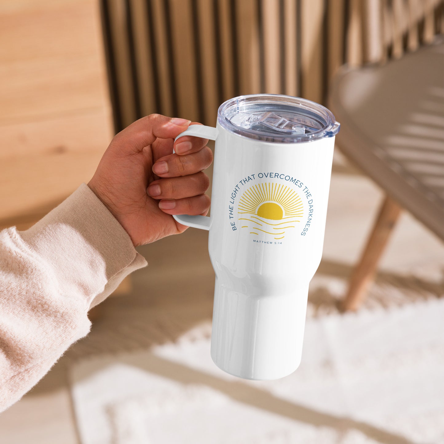 Be The Light That Overcomes The Darkness Travel Mug