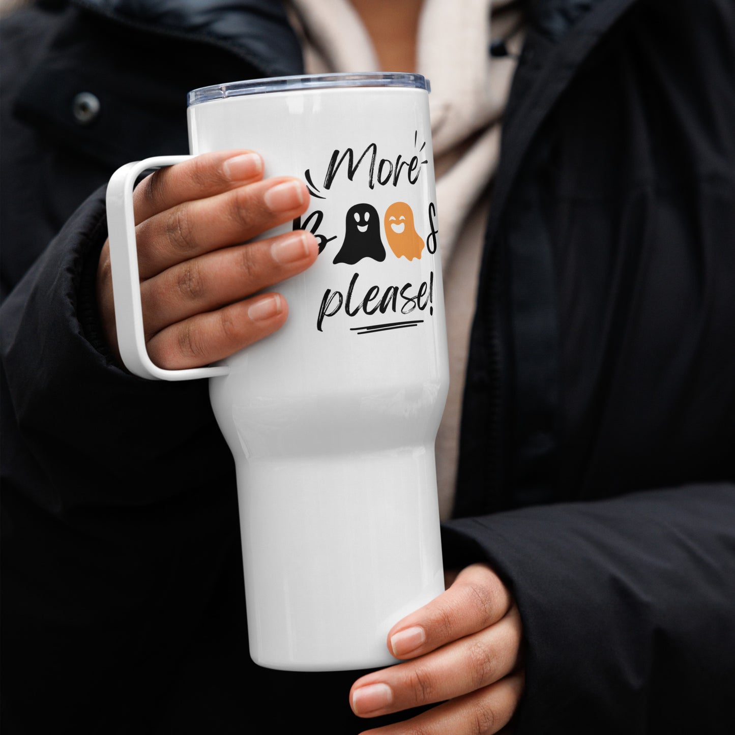 More Boos Please Travel Mug with Handle