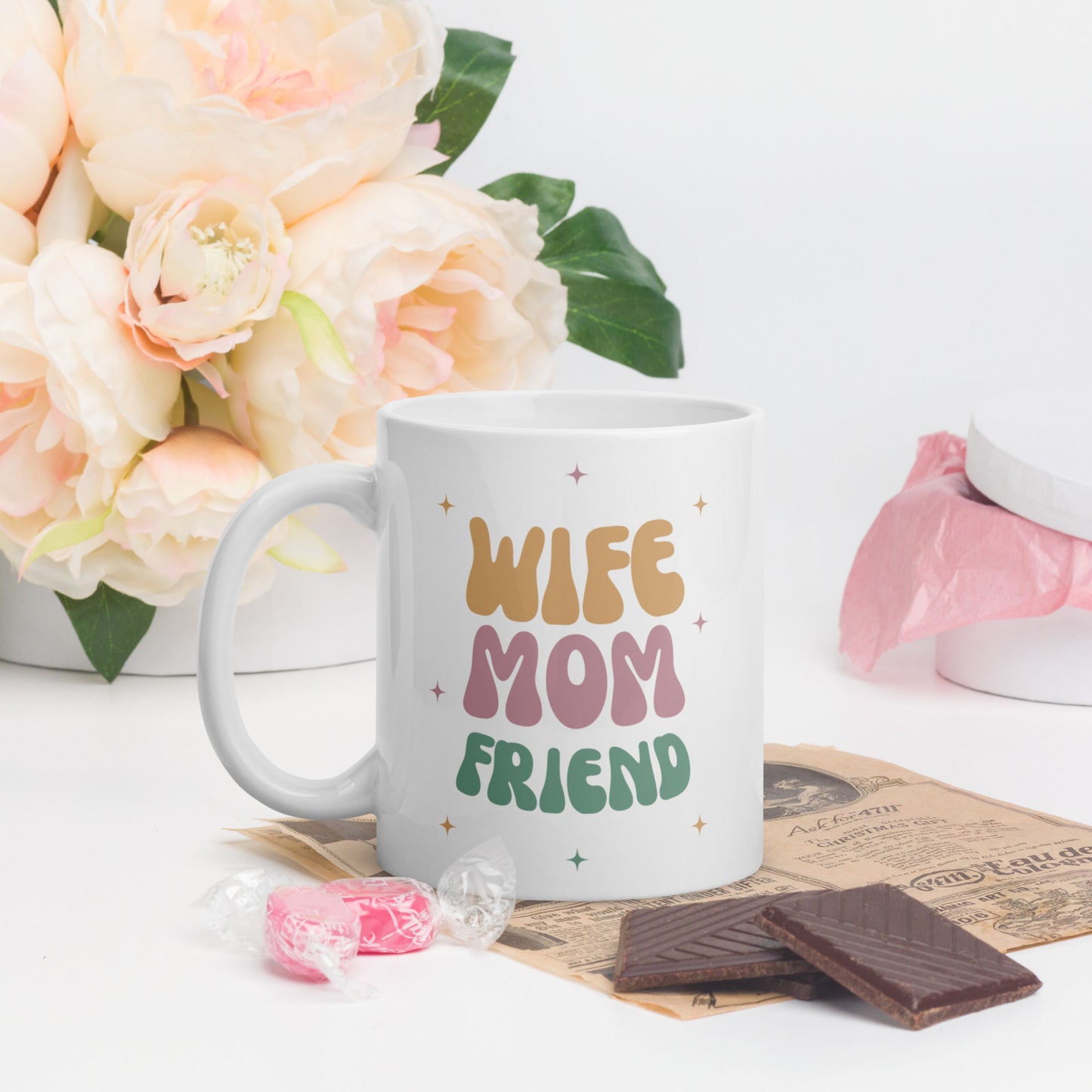 Wife, Mom, Friend Ceramic Mug