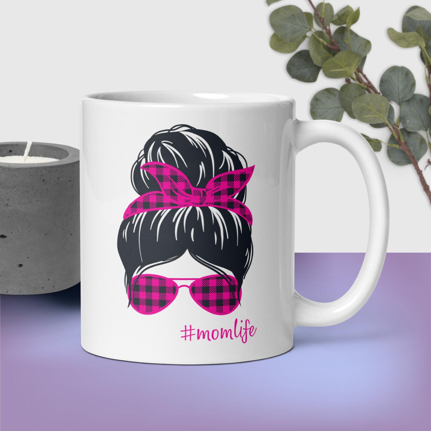 #MomLife Ceramic Mug, Hot Pink