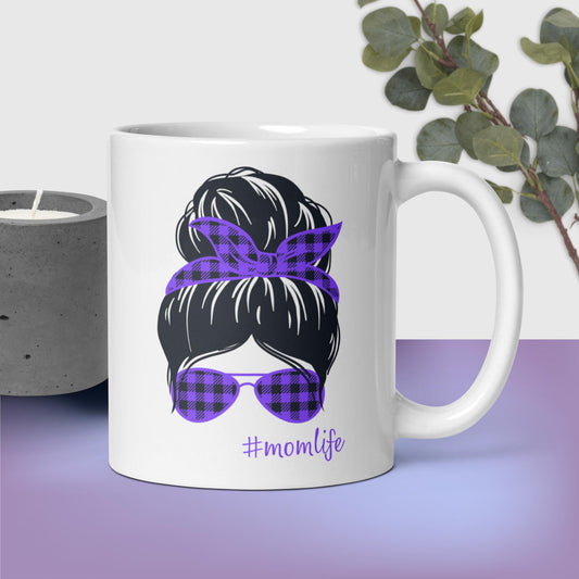 #MomLife Ceramic Mug, Purple