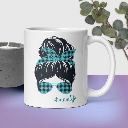 #MomLife Ceramic Mug, Teal