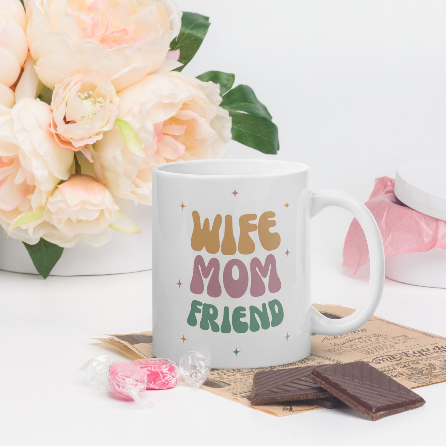 Wife, Mom, Friend Ceramic Mug