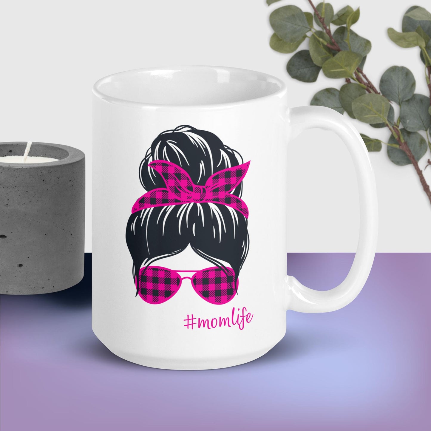 #MomLife Ceramic Mug, Hot Pink