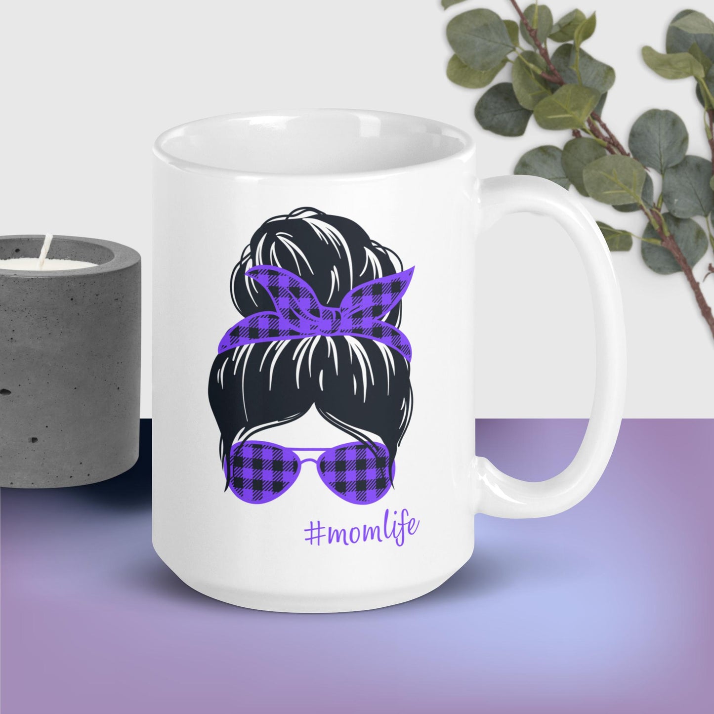 #MomLife Ceramic Mug, Purple